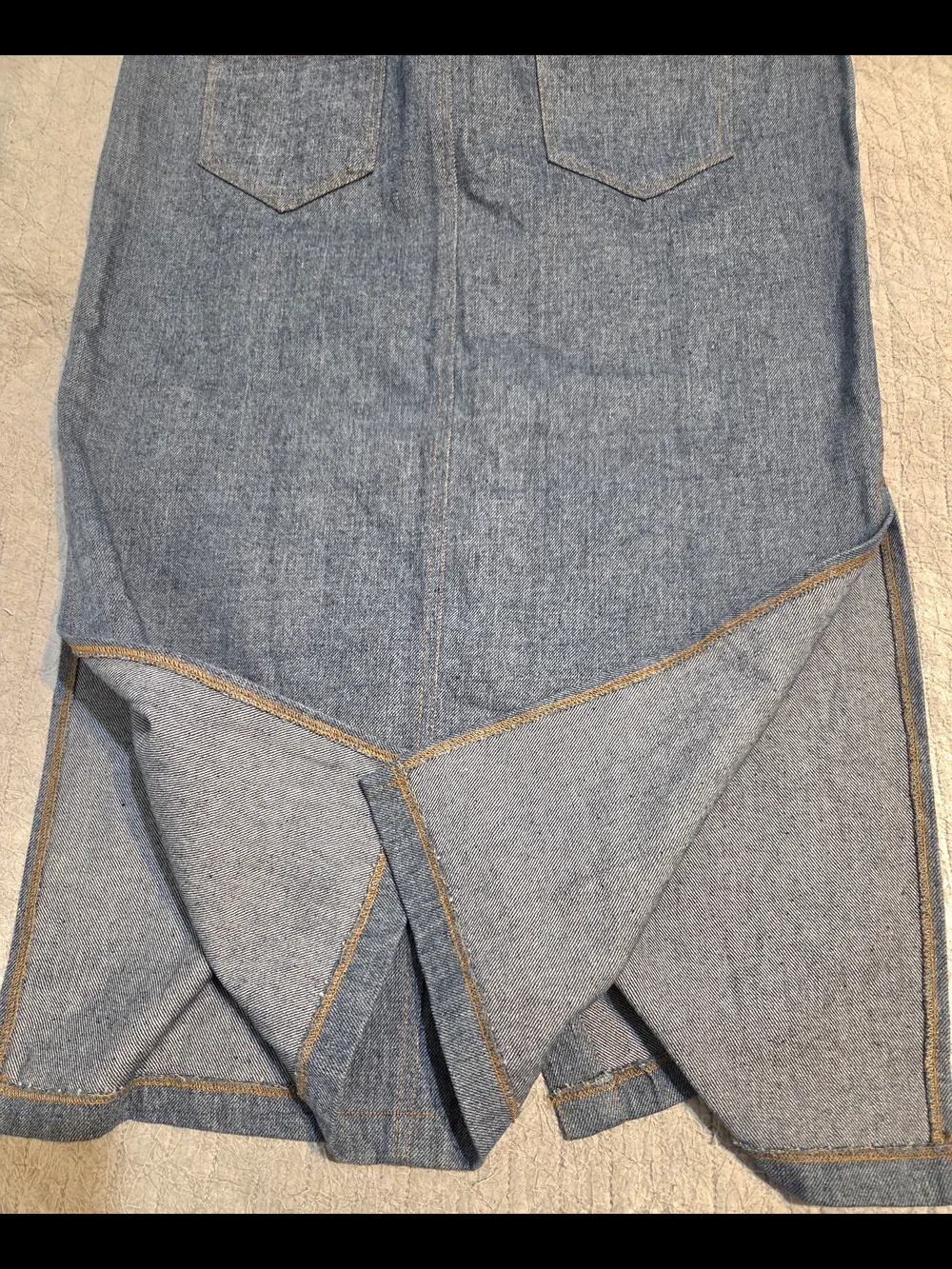 Button-Front Denim Maxi Skirt in Blue - Picture 6 of 6